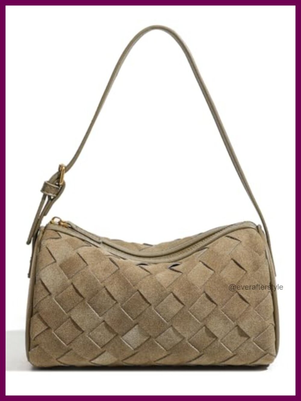 Woven Faux Suede Hobo Bag Mini Barrel Convertible Clutch Crossbody
